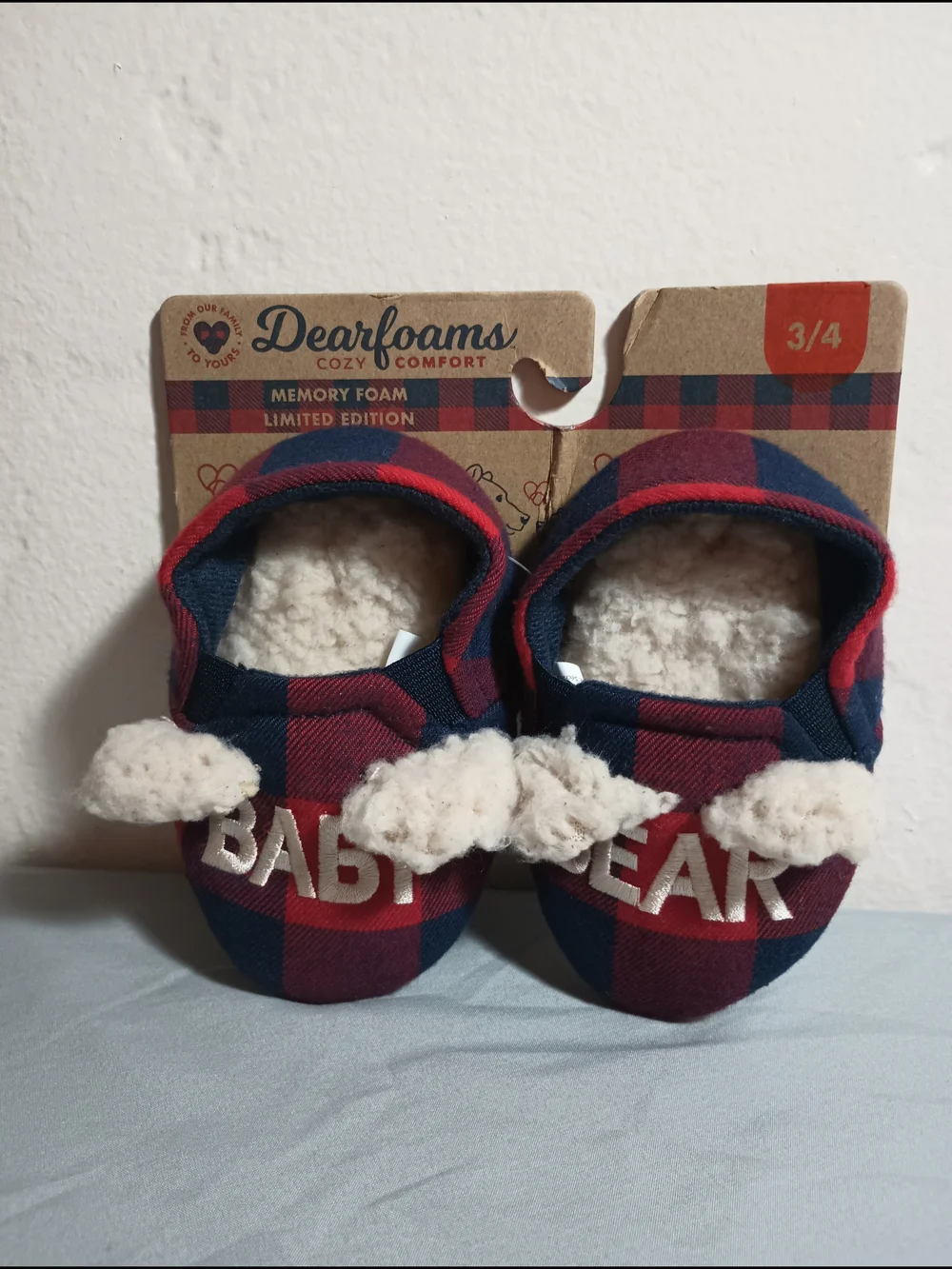 Dearfoams Cozy Comfort Memory Foam Limited Edition Baby Bear Slippers